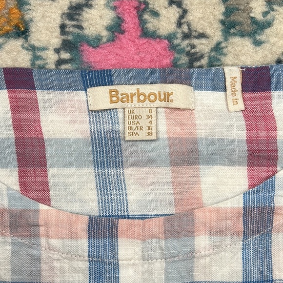 BARBOUR Womens Harbourside Top in Skyline Blue Check Plaid Size 4 - Picture 13 of 13